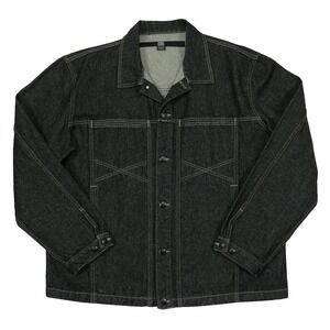 MINT! VTG Marithe Francois GIRBAUD Black Denim Jacket Men's 2XL ~ 1990s Y2K